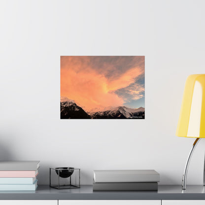 Golden Sunset Mountain Poster - 16" x 12" Landscape Photo Print